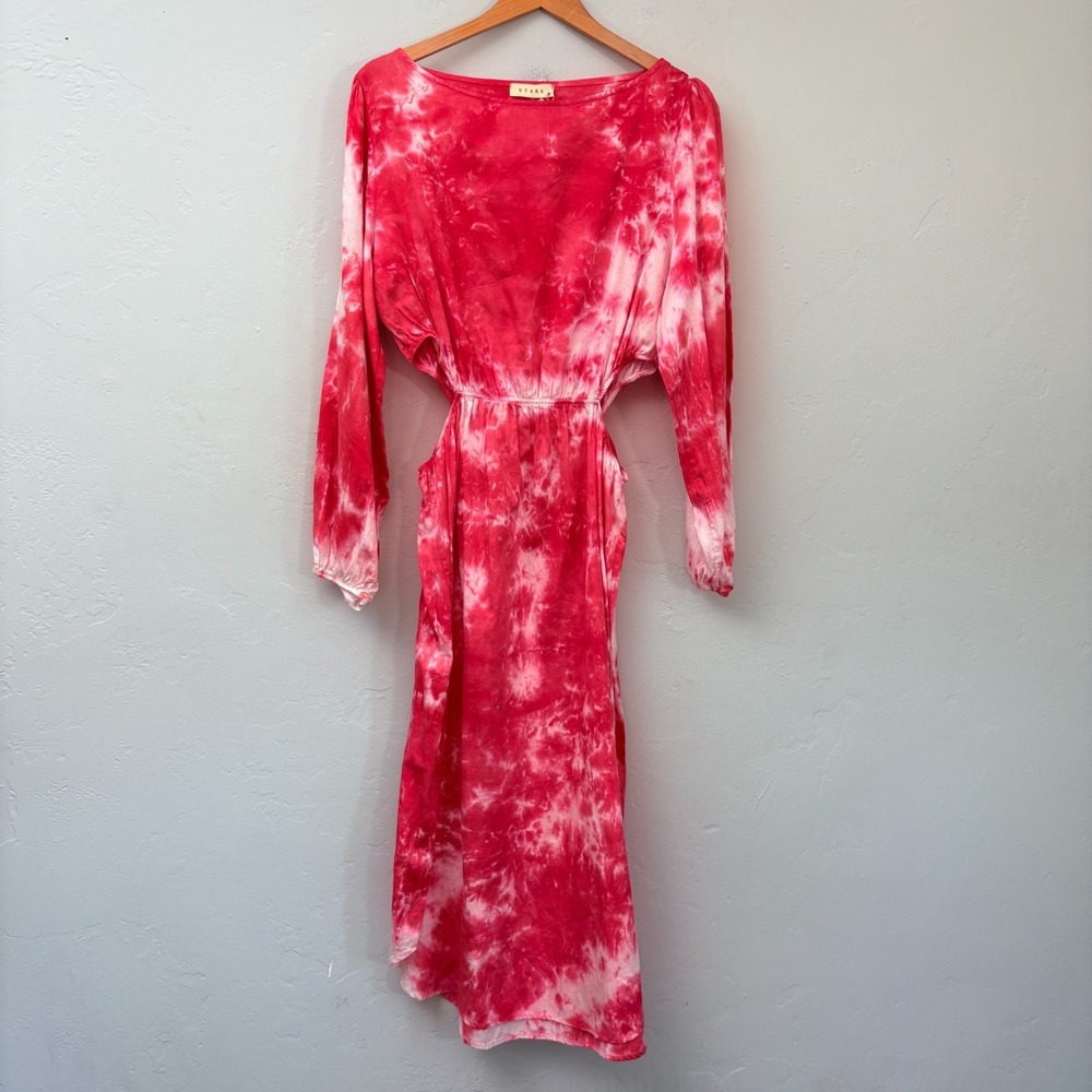 Stark X Tie Dyed Dress Women Size Medium Pink White Side Cut Outs New